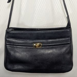 Aetienne Aegner Navy Leather Shoulder Strap Crossbody Handbag